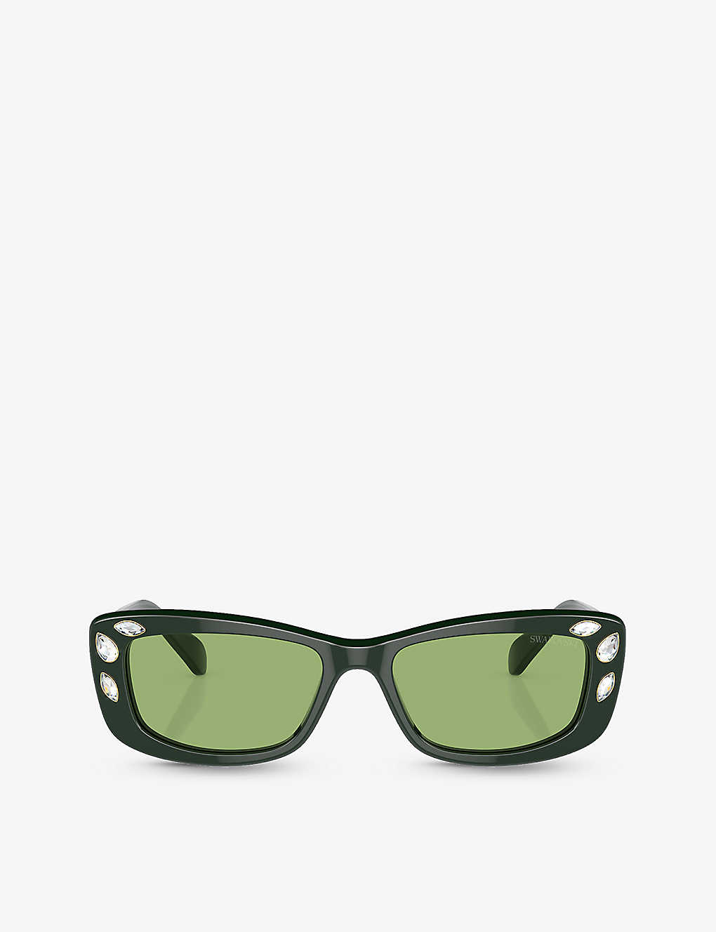Swarovski Crystal-embellished Rectangle-frame Sunglasses In Green