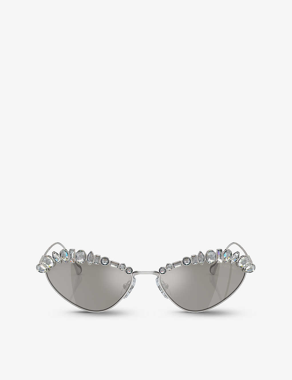 Swarovski Womens Silver Sk7009 Irregular-frame Gem-embellished Metal Sunglasses