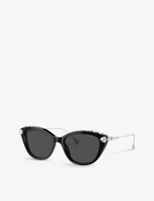 Swarovski Crystal-embellished Cat-eye Frame Sunglasses In Black