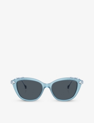 Swarovski Womens Blue Sk6010 Cat-eye Acetate Sunglasses