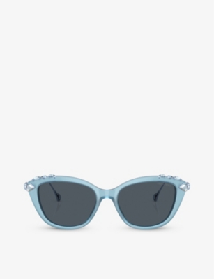 Swarovski Crystal-embellished Cat-eye Frame Sunglasses In Blue