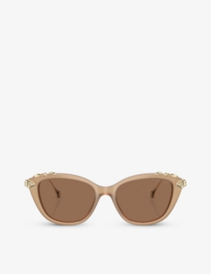 Swarovski Womens Brown Sk6010 Cat-eye Acetate Sunglasses