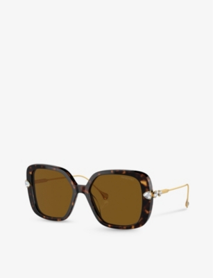Shop Swarovski Womens Brown Sk6011 Square-frame Tortoiseshell Acetate Sunglasses