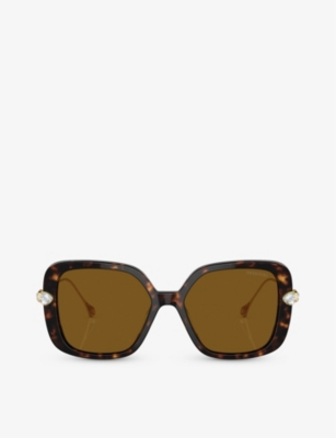 SWAROVSKI: SK6011 square-frame tortoiseshell acetate sunglasses