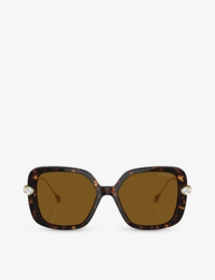 Swarovski Womens Brown Sk6011 Square-frame Tortoiseshell Acetate Sunglasses In Brown