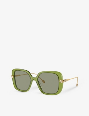 Swarovski Sk6011 Square-frame Acetate Sunglasses In Green