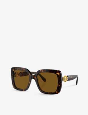 Shop Swarovski Womens Brown Sk6001 Square-frame Tortoiseshell Acetate Sunglasses