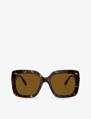 Shop Swarovski Womens Brown Sk6001 Square-frame Tortoiseshell Acetate Sunglasses