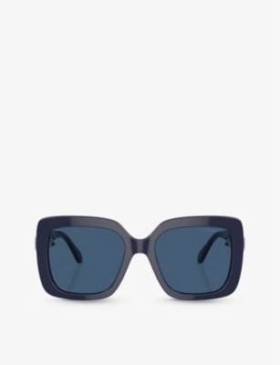 Swarovski Square Frame Sunglasses In Blue