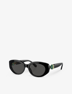 SWAROVSKI: SK6002 oval-frame gem-embellished acetate sunglasses