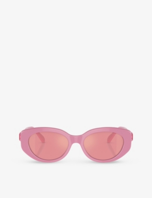 Swarovski Sk6002 Oval-frame Gem-embellished Acetate Sunglasses In Pink