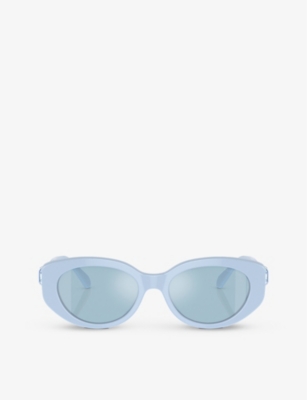 Swarovski Womens Blue Sk6002 Oval-frame Gem-embellished Acetate Sunglasses