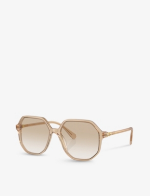 Shop Swarovski Sk6003 Irregular-frame Gem-embelllished Acetate Sunglasses In Brown