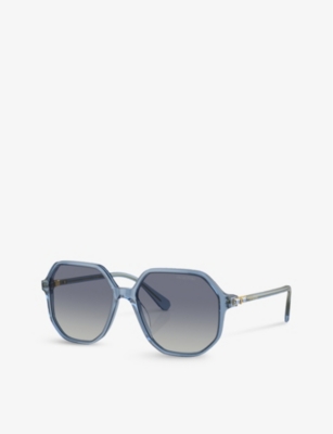 Shop Swarovski Sk6003 Irregular-frame Gem-embellished Acetate Sunglasses In Blue