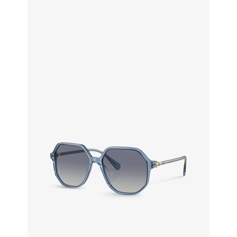 Shop Swarovski Sk6003 Irregular-frame Gem-embellished Acetate Sunglasses In Blue