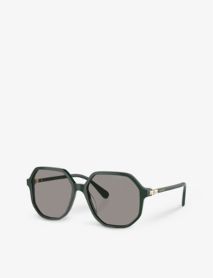 Shop Swarovski Womens Green Sk6003 Irregular-frame Gem-embellished Acetate Sunglasses