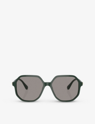 Swarovski Sk6003 Irregular-frame Gem-embellished Acetate Sunglasses In Green
