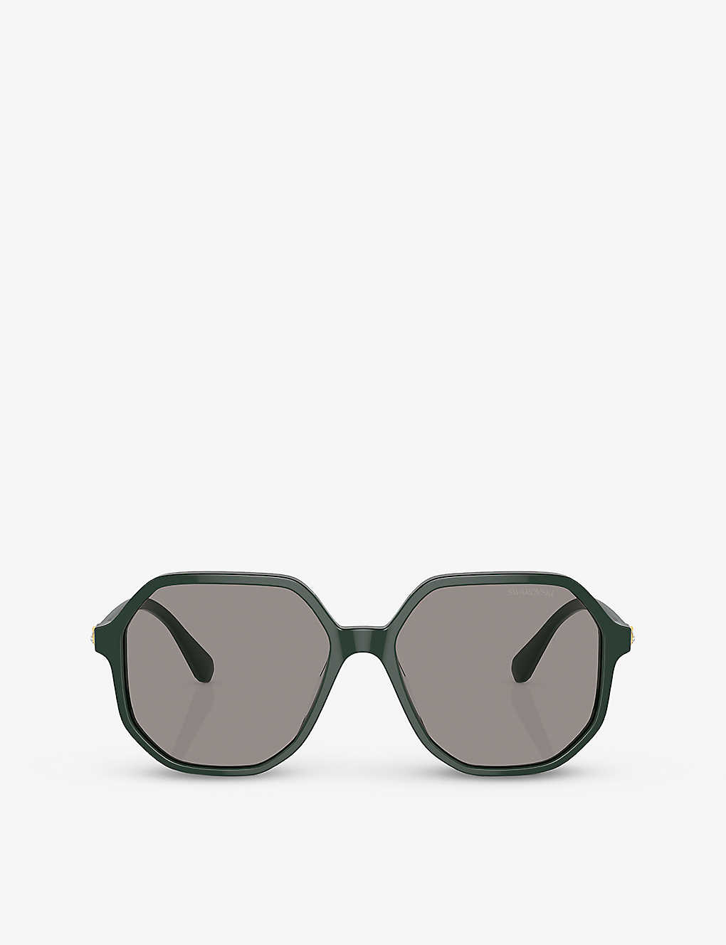 Swarovski Sk6003 Irregular-frame Gem-embellished Acetate Sunglasses In Green