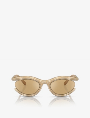 SWAROVSKI: SK6006 crystal-embellished oval-frame sunglasses