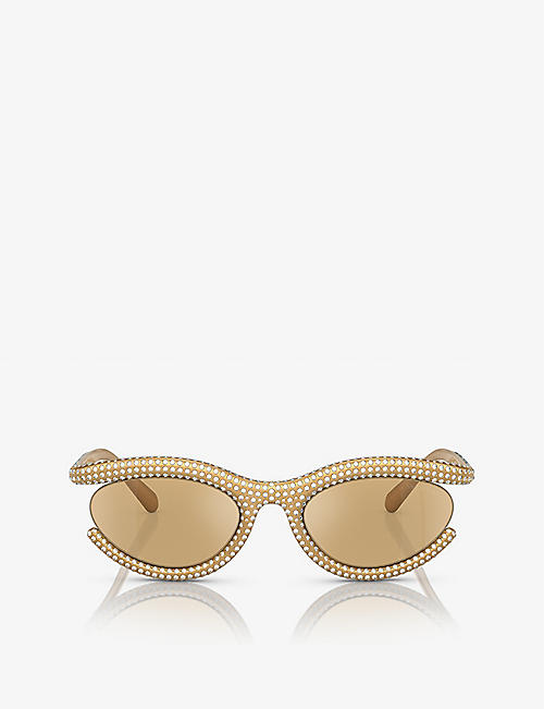 SWAROVSKI: SK6006 crystal-embellished oval-frame sunglasses
