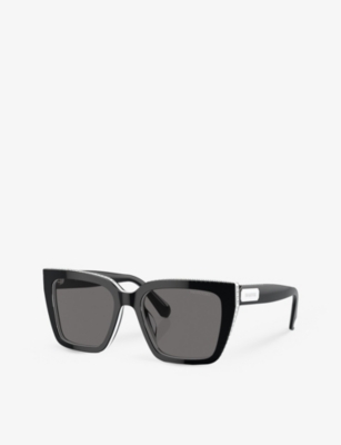 Shop Swarovski Women's Black Sk6013 Branded Square-frame Acetate Sunglasses