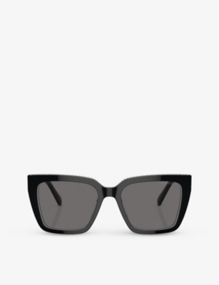 Swarovski Sk6013 Branded Square-frame Acetate Sunglasses In Black