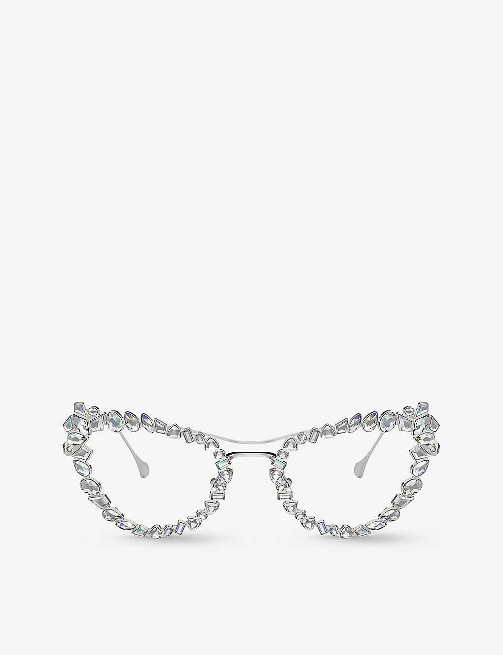 Swarovski Womens Silver Sk7011 Cat-eye Gem-embellished Metal Optical Glasses
