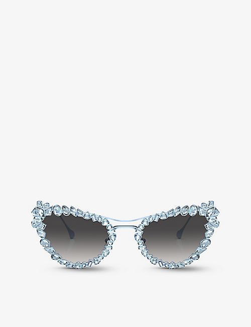 SWAROVSKI: SK7011 cat-eye gem-embellished metal sunglasses