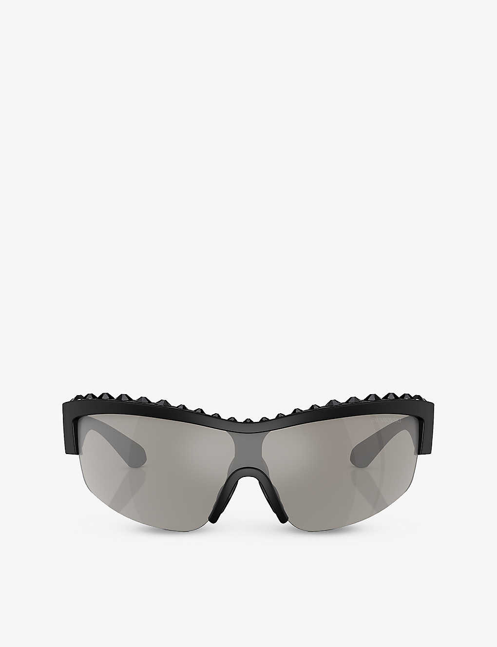 Swarovski Sk6014 Branded Irregular-frame Acetate Sunglasses In Black