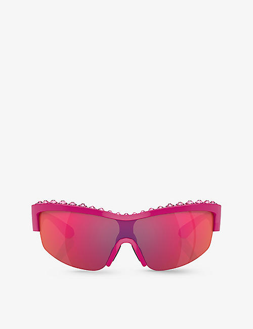 SWAROVSKI: SK6014 rectangle-frame gem-embellished acetate sunglasses