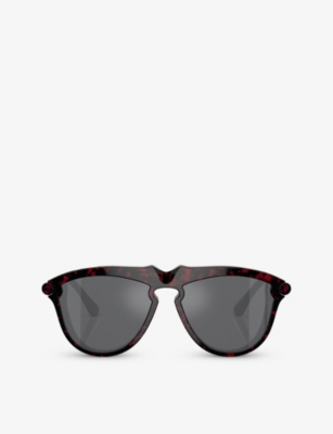 Burberry Womens Red Be4417u Pilot-frame Acetate Sunglasses