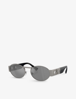 Versace Womens Grey Ve2264 Oval-frame Metal Sunglasses In Grey