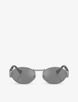 Versace Womens Grey Ve2264 Oval-frame Metal Sunglasses