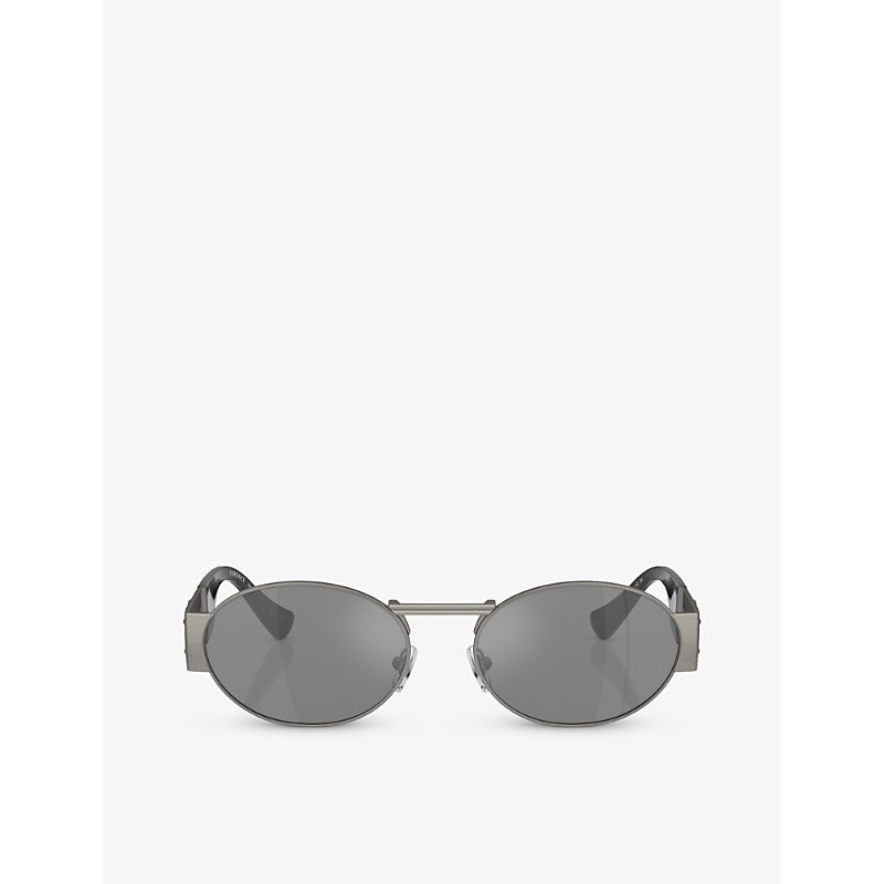 Versace Womens Grey Ve2264 Oval-frame Metal Sunglasses