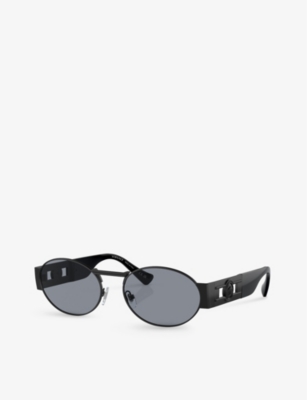 Shop Versace Womens Black Ve2264 Oval-frame Metal Sunglasses