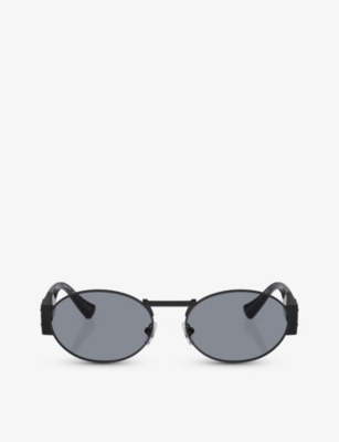 Versace Womens Black Ve2264 Oval-frame Metal Sunglasses
