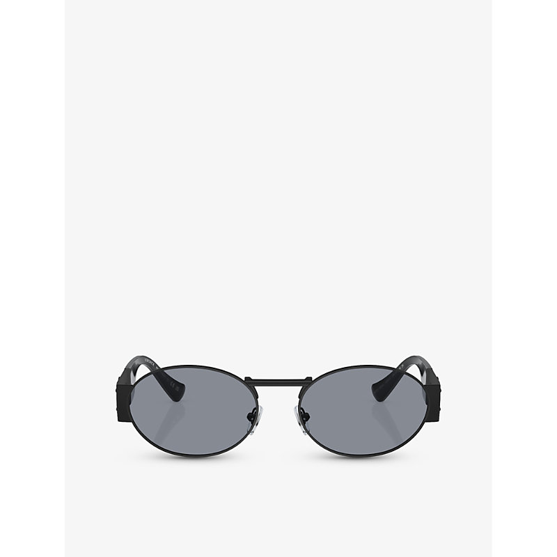 Versace Womens Black Ve2264 Oval-frame Metal Sunglasses