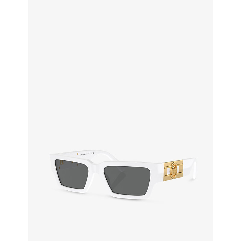Shop Versace Women's White Ve4459 Rectangular-frame Acetate Sunglasses
