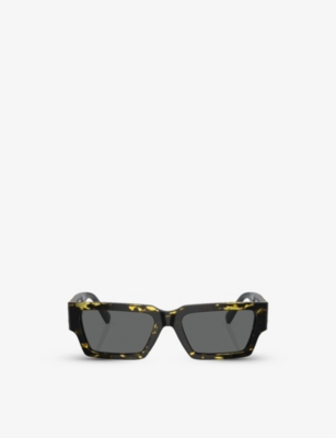 VERSACE: VE4459 rectangle-frame tortoiseshell acetate sunglasses