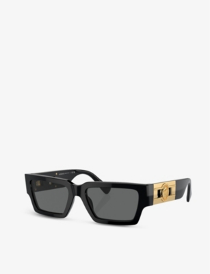 Shop Versace Men's Black Ve4459 Rectangular-frame Acetate Sunglasses