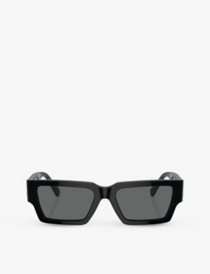 Shop Versace Men's Black Ve4459 Rectangular-frame Acetate Sunglasses