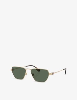 BURBERRY: BE3146 Irregular-Frame Metal Sunglasses