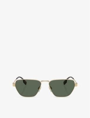 BURBERRY: BE3146 Irregular-Frame Metal Sunglasses