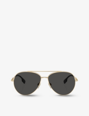 BURBERRY: BE3147 pilot-frame metal sunglasses