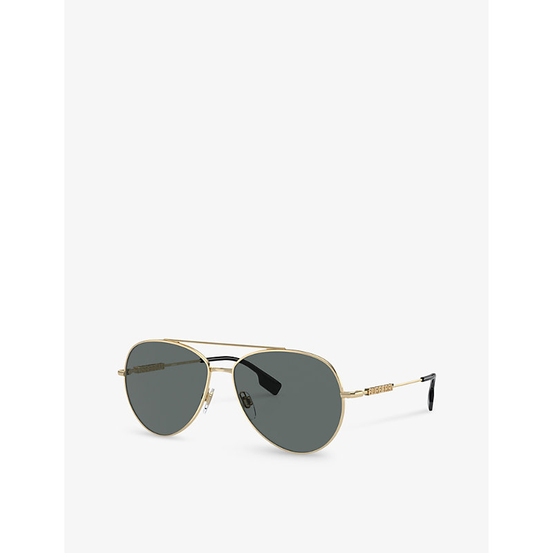 Shop Burberry Women's Gold Be3147 Pilot-frame Metal Sunglasses