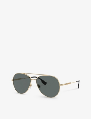 BURBERRY: BE3147 pilot-frame metal sunglasses