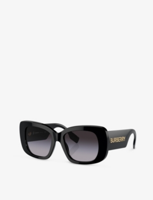 Shop Burberry Womens Black Be4410 Square-frame Acetate Sunglasses