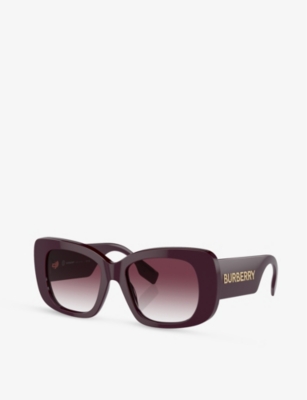 Shop Burberry Womens Red Be4410 Square-frame Acetate Sunglasses