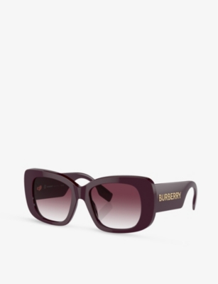 Burberry Womens Red Be4410 Square-frame Acetate Sunglasses In Red