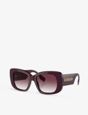 Shop Burberry Women's Red Be4410 Square-frame Acetate Sunglasses